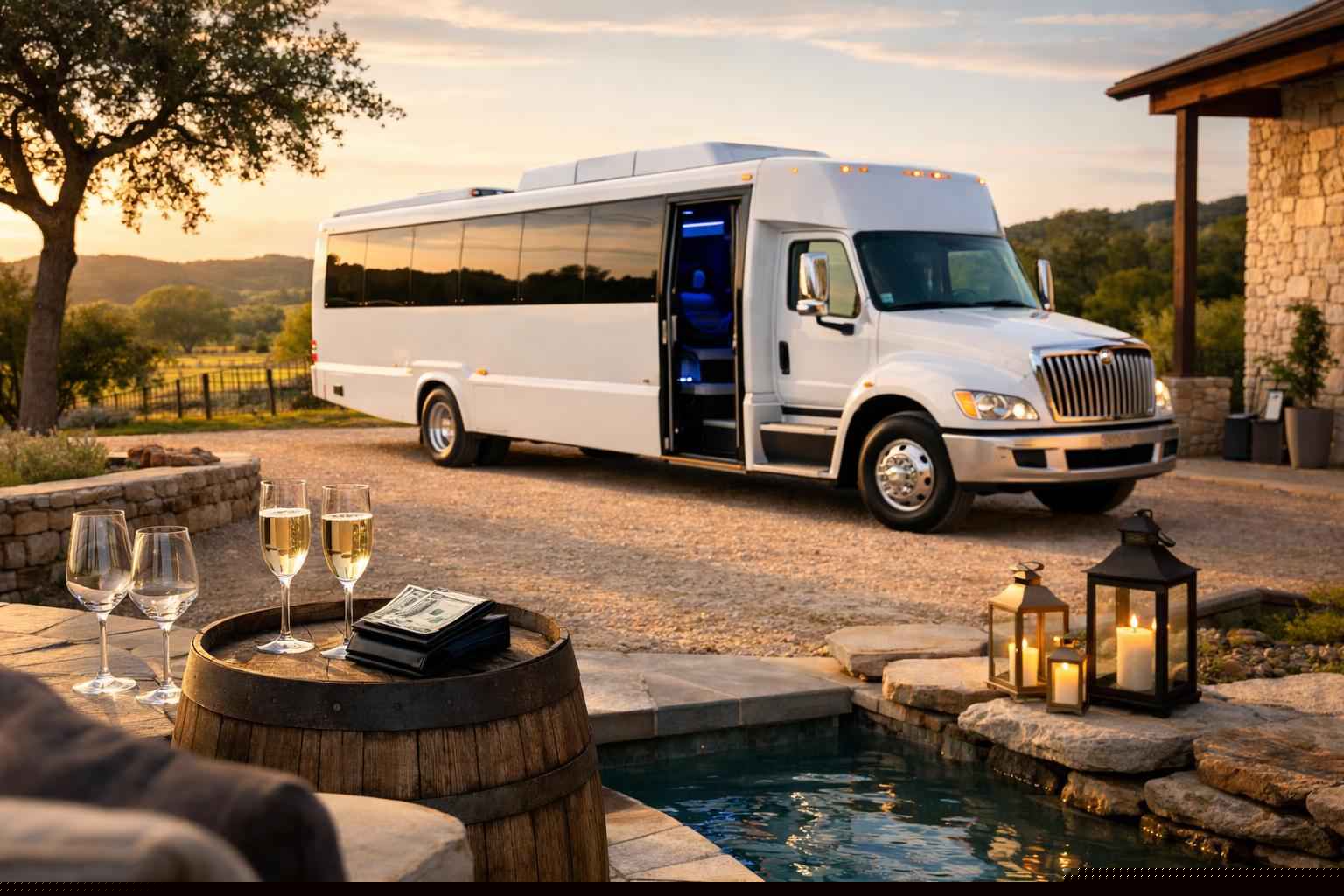 White Party Bus Rental In Dripping Springs Texas White Party Bus Rental Prices in Dripping Springs TX
