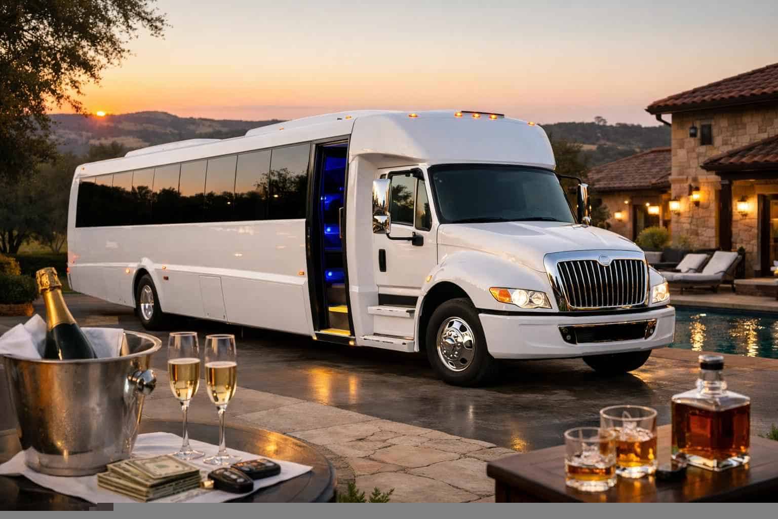 White Party Bus Rental Prices in Liberty Hill TX