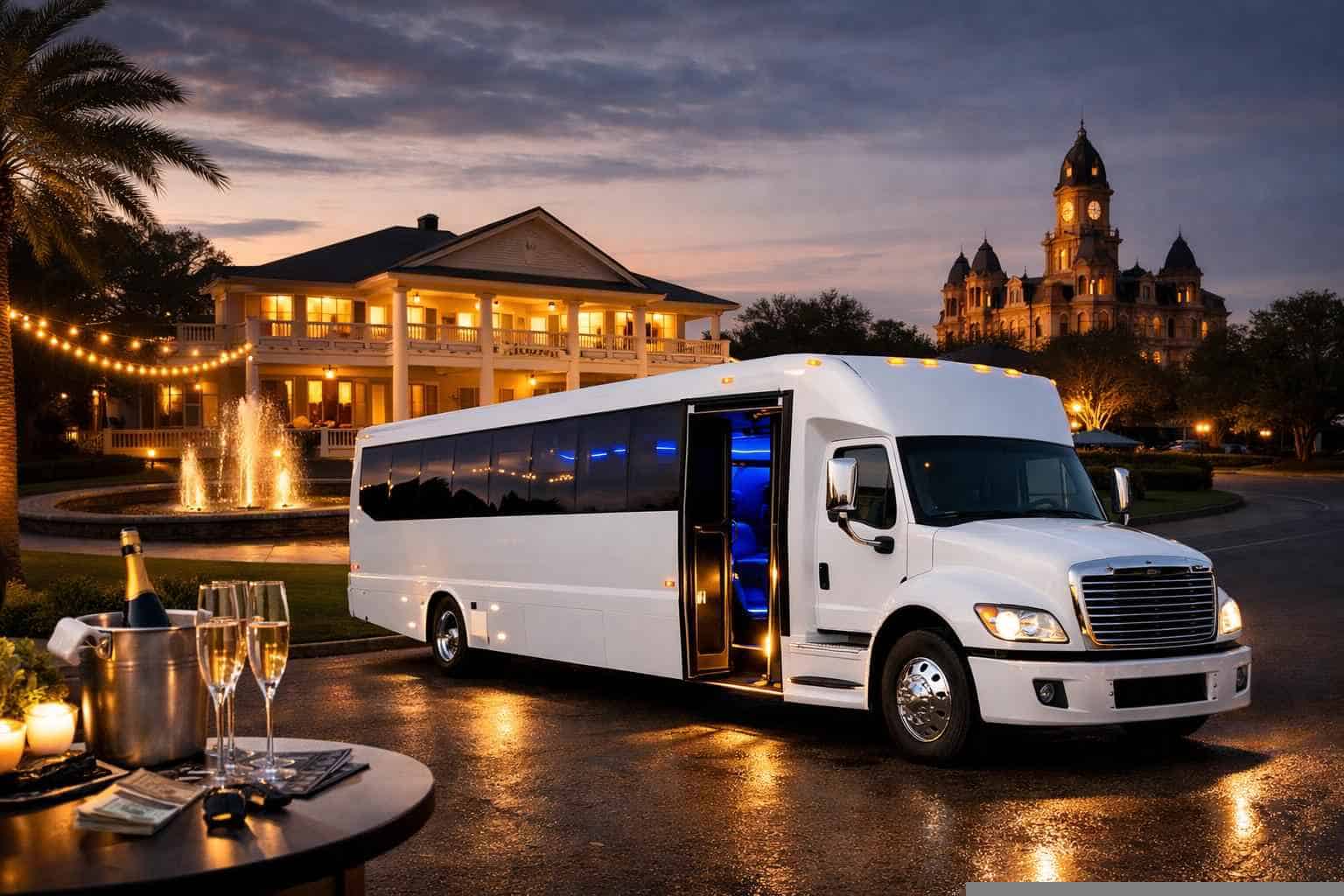 White Party Bus Rental Prices in Lockhart TX