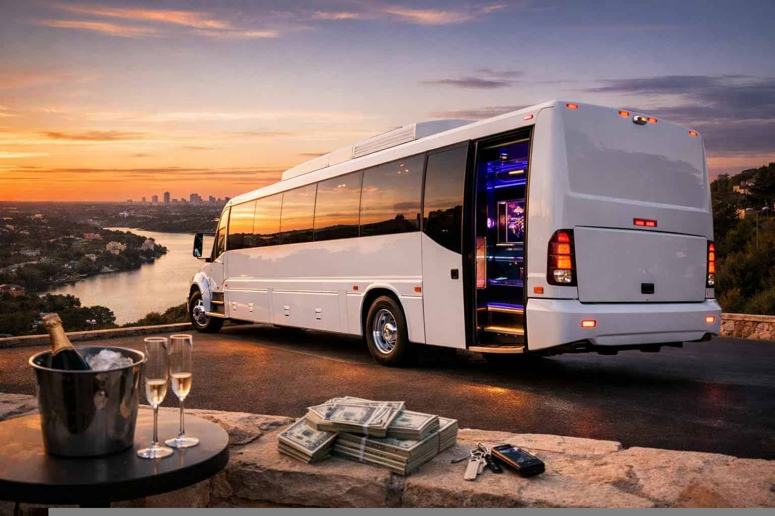 White Party Bus Rental Prices in West Lake Hills TX