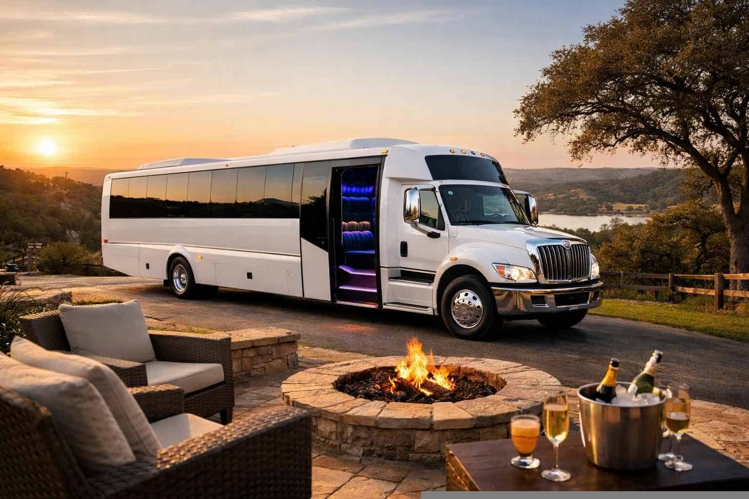 White Party Bus Rental Services in Liberty Hill Texas