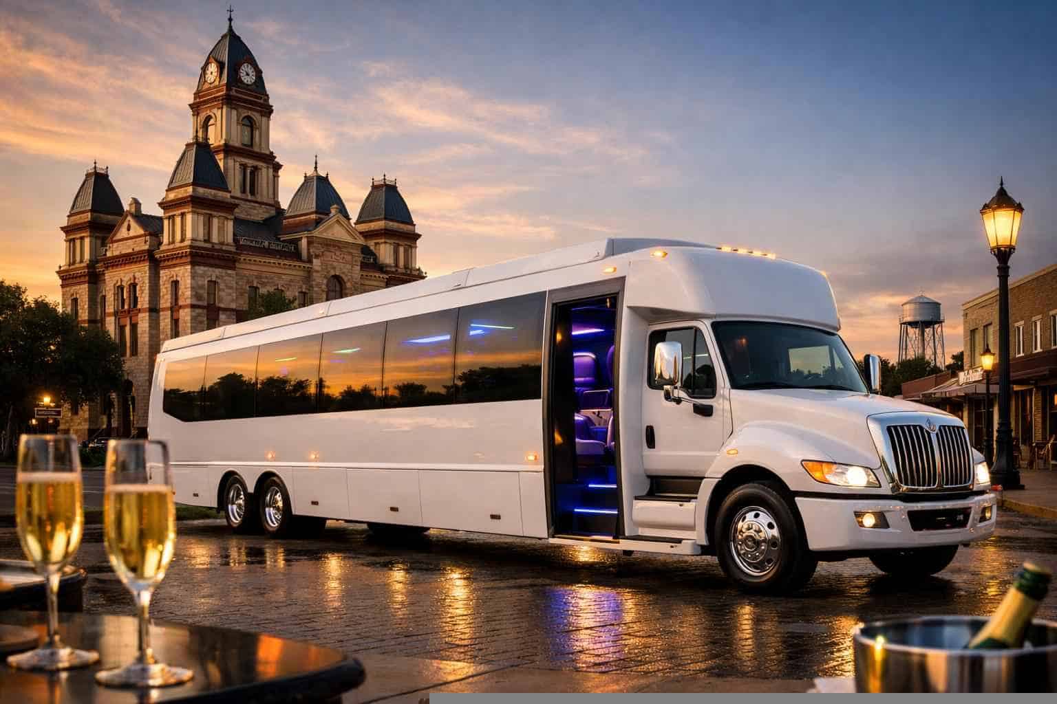 White Party Bus Rental Services in Lockhart Texas