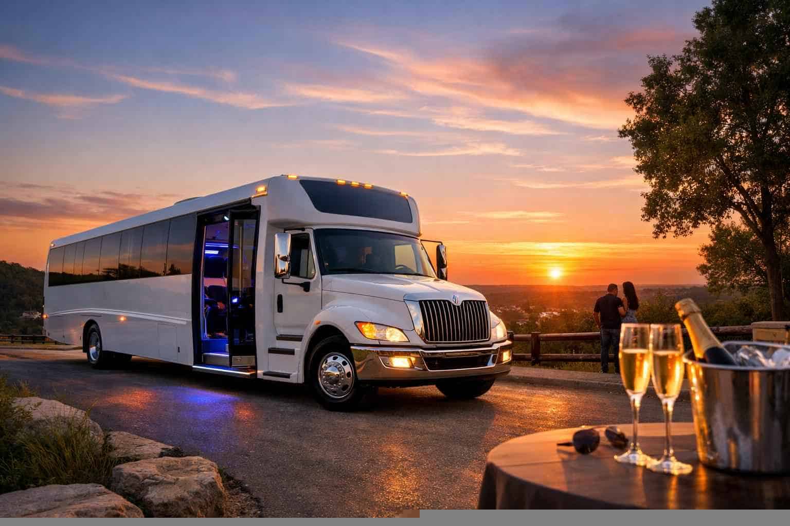 White Party Bus Rental Services in Sunset Valley Texas