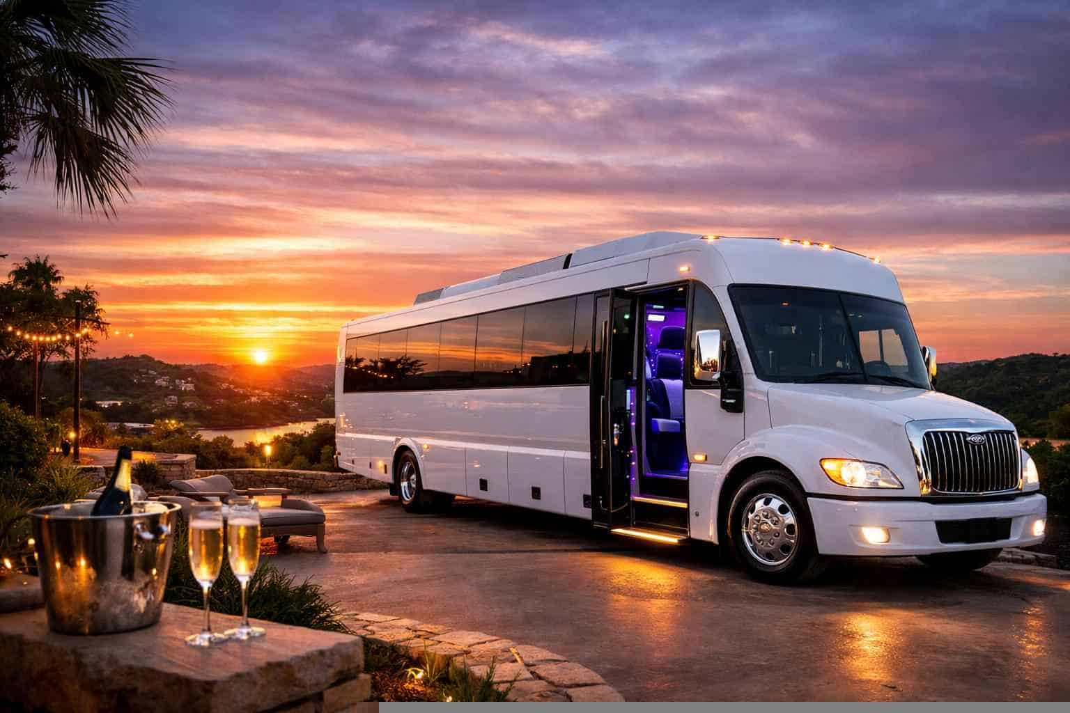 White Party Bus Rental Sunset Valley TX