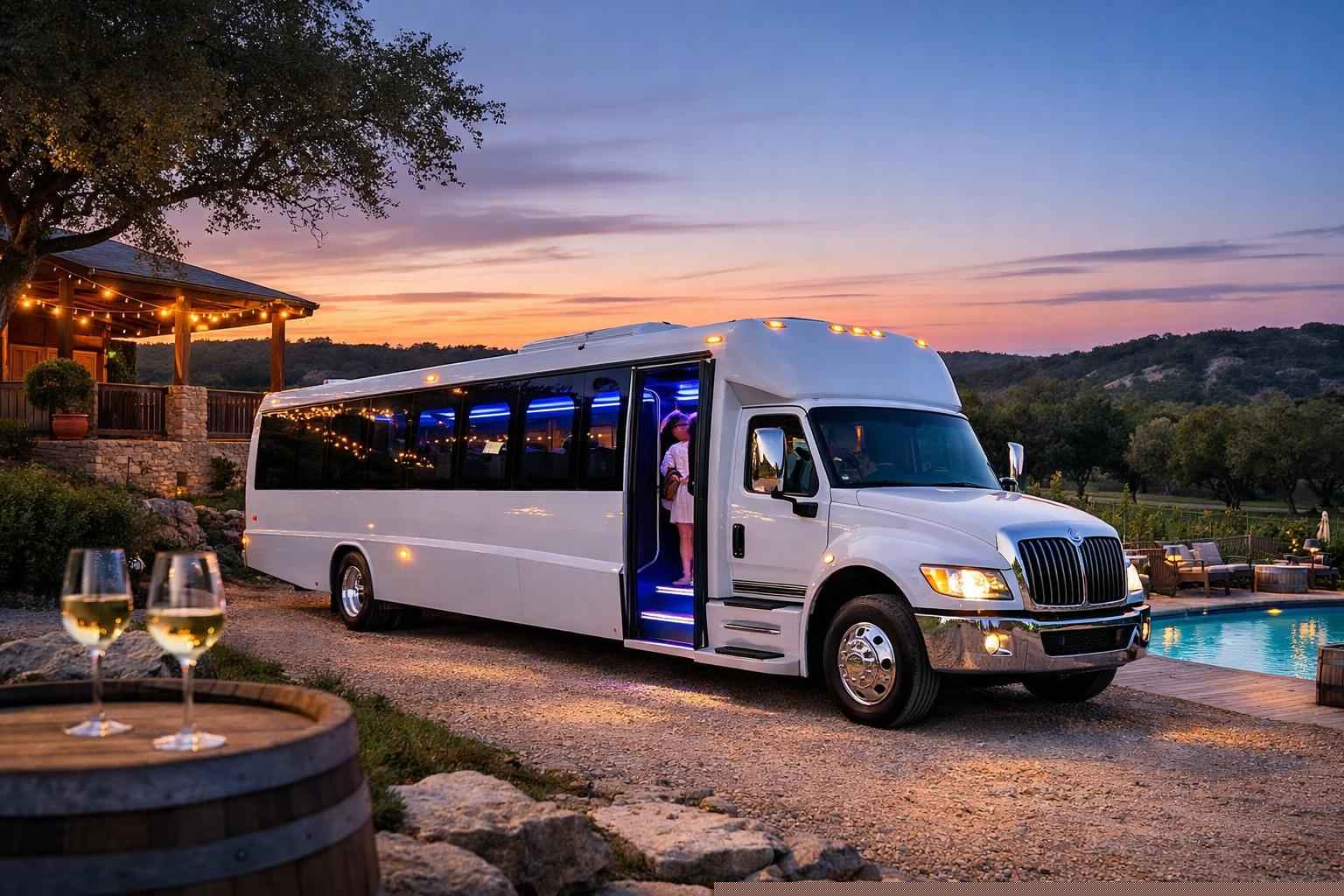 White Party Bus Rental In Dripping Springs Texas White Party Bus Rental Services in Dripping Springs Texas