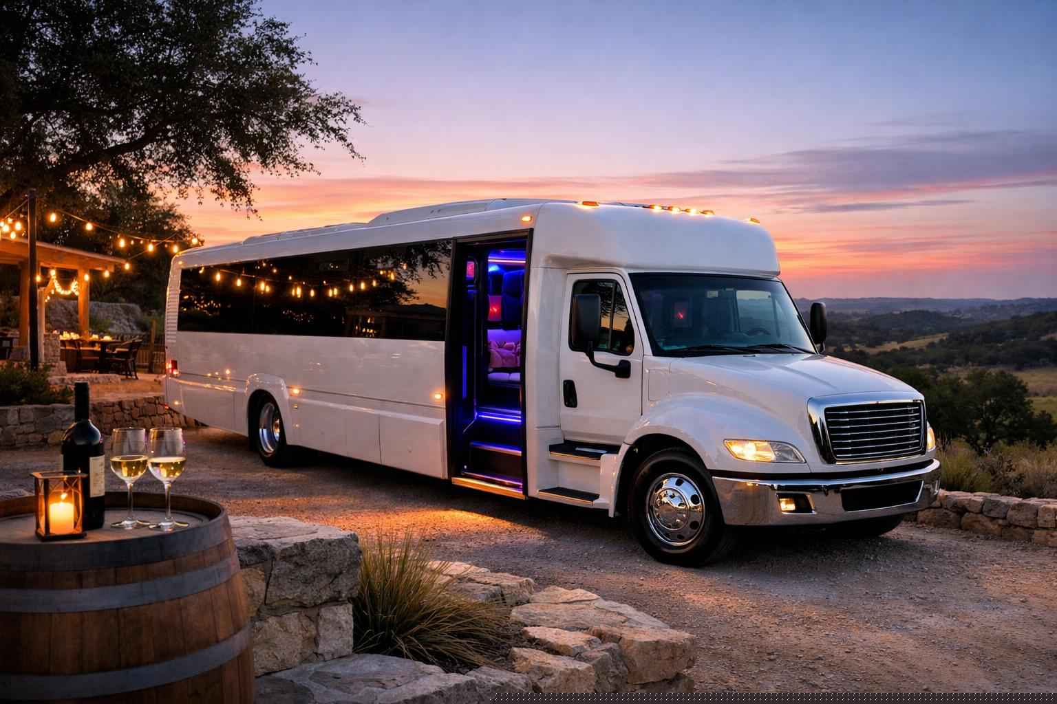 White Party Bus Rental In Dripping Springs Texas White Party Bus Service Dripping Springs TX