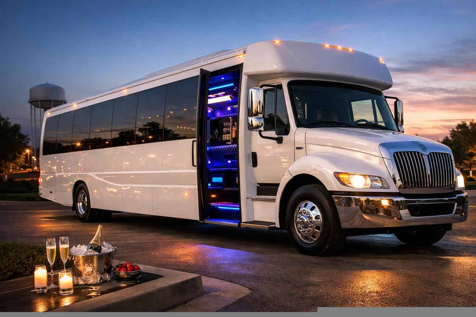 White Party Bus Rental In Taylor Texas White Party Bus Service Taylor TX