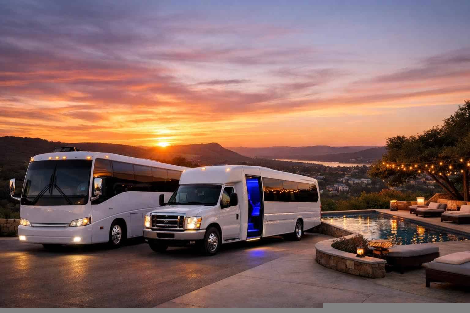 White Party Buses in Sunset Valley Texas