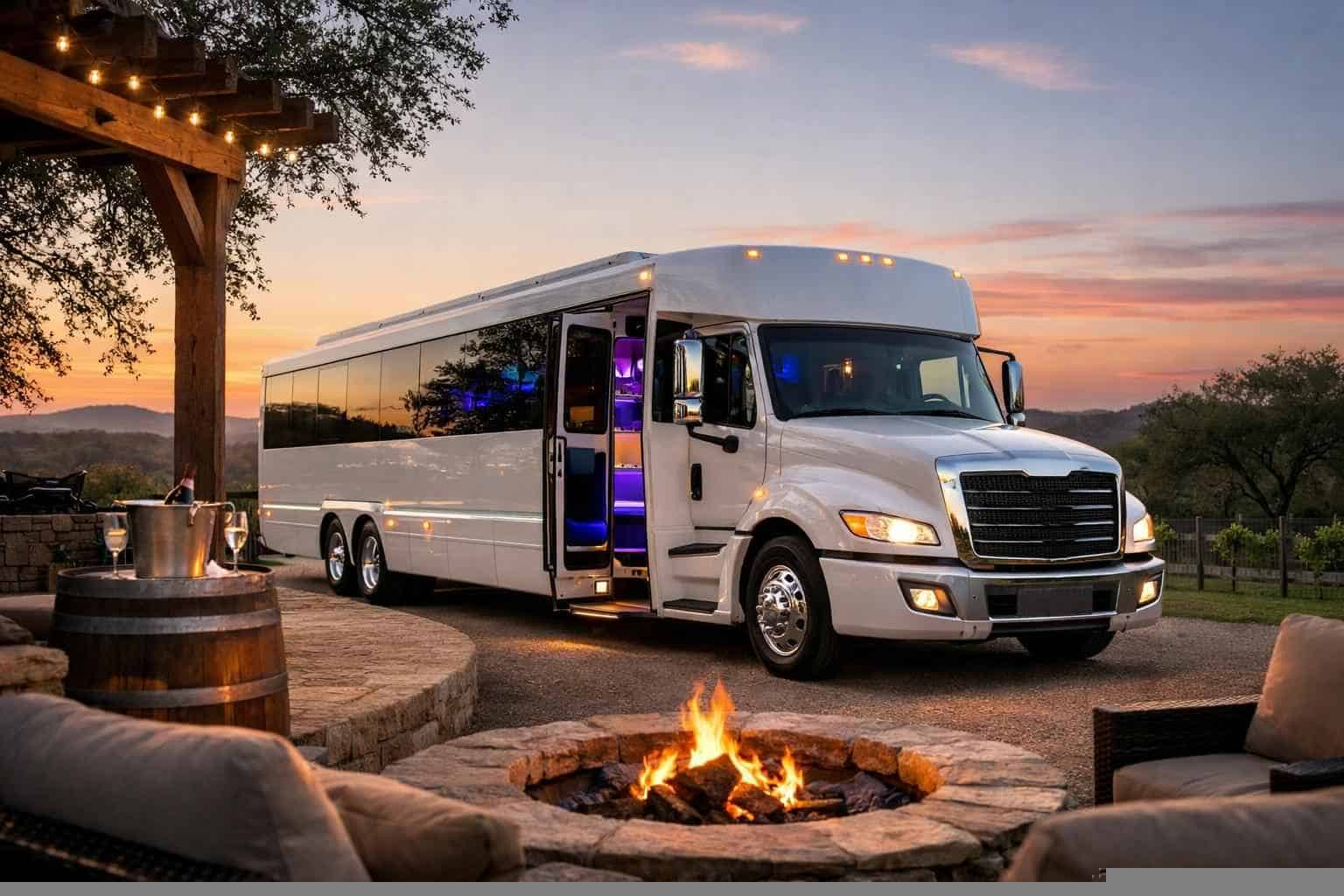 Dripping Springs Texas White Party Bus Rental