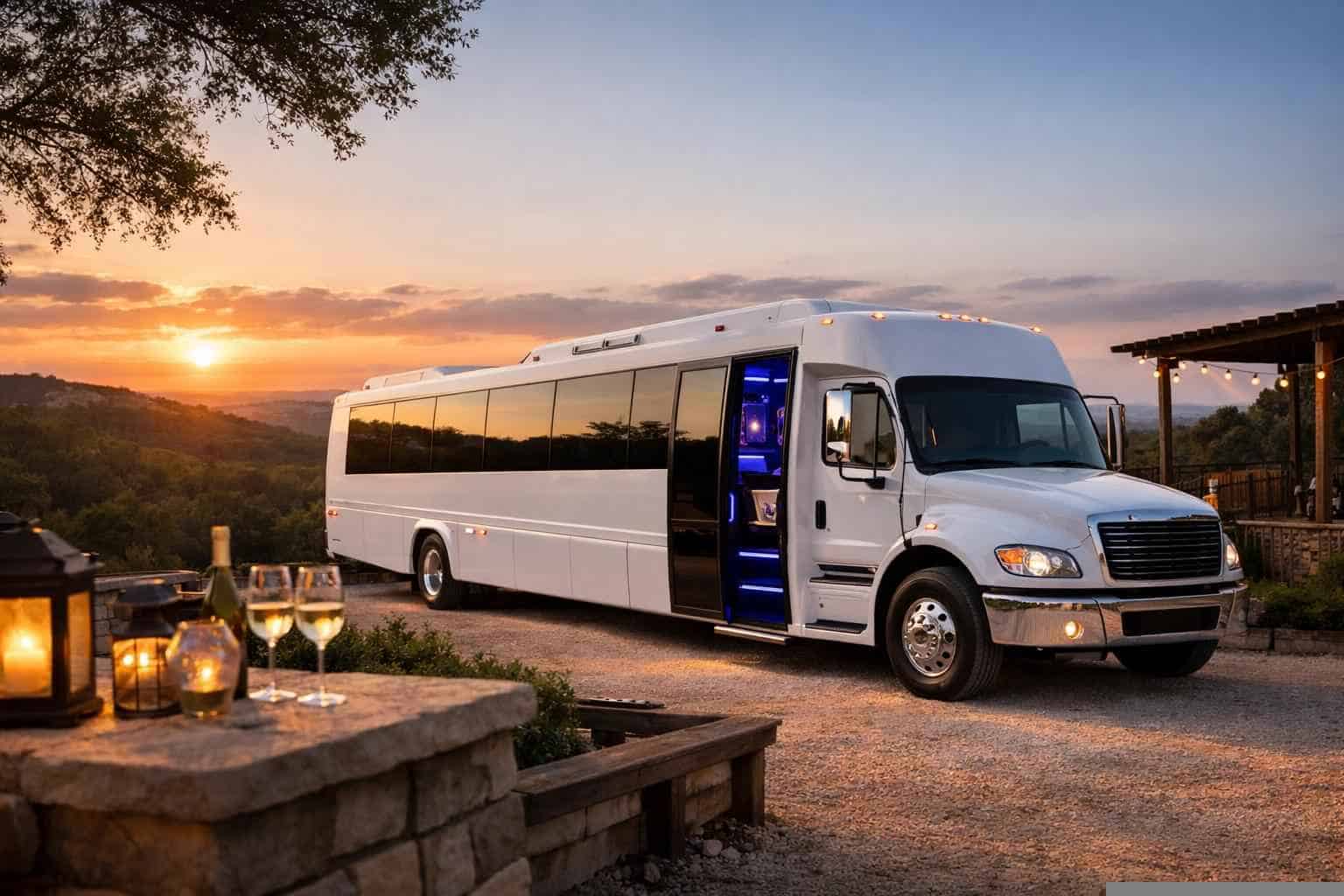 White Party Bus Rental Dripping Springs TX