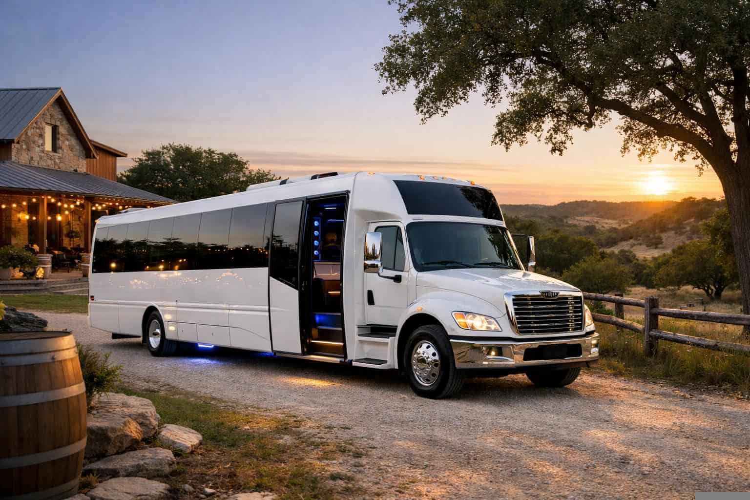 White Party Bus Rental Services in Dripping Springs Texas
